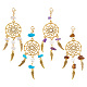 10Pcs Woven Net/Web with Feather Pendant Decorations(HJEW-NB0001-73)-1