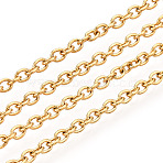 304 Stainless Steel Cable Chains, Soldered, with Spool, Oval, Golden, 2.5x2x0.5mm, about 164.04 Feet(50m)/roll(CHS-R003-0.5mm-G)