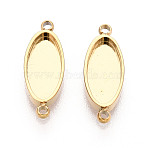 304 Stainless Steel Connector Cabochon Settings, Oval, Ion Plating(IP), Real 18K Gold Plated, Tray: 10x4.5mm, 15x5.5x2mm, Hole: 1~1.2mm(STAS-N115-34G)