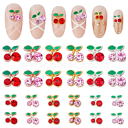 48Pcs 12 Styles Cherry Alloy Rhinestone Cabochons, with Enamel, Nail Art Decoration Accessories, Mixed Color, 6~8x6~8x3~3.5mm, 4pcs/styles(MRMJ-FH0001-29)
