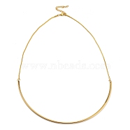 Vacuum Plating 202 Stainless Steel Curved Bar Pendant Necklace with Round Snake Chains for Women, Golden, 17.91 inch(45.5cm)(NJEW-H011-02G)