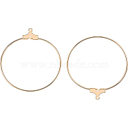Brass Pendants, Long-Lasting Plated, Nickel Free, Open Circle/Ring, Real 18K Gold Plated, 39.5x36x0.8mm, Hole: 1mm, 30pc/box(KK-BC0005-04G-NF)