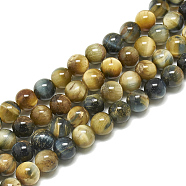 Natural Dream Tiger Eye Beads Strands,  Dyed, Round, Goldenrod, 10mm, Hole: 1mm, about 38pcs/strand, 14.9~15.3 inch(G-S300-10mm-107A)