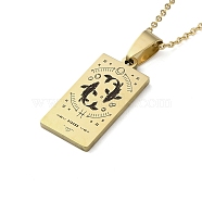 304 Stainless Steel Black Enamel Rectangle with Constellation Pendant Necklaces, Golden, Pisces, 15.75~17.72 inch(40~45cm)(NJEW-I128-01H)