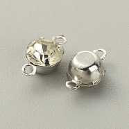 Brass Clear Cubic Zirconia Connector Charms, Diamond Link, Platinum, 11x6x5mm, Hole: 1.2mm(RB-WH0005-002D-P)