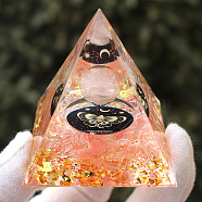 Butterfly Orgonite Pyramid Resin Energy Generators, Reiki Natural Rose Quartz & Watermelon Stone Glass Chips Inside for Home Office Desk Decoration, 50x50x50mm(PW-WG45799-01)