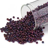 TOHO Round Seed Beads, Japanese Seed Beads, (503) High Metallic Dark Amethyst, 11/0, 2.2mm, Hole: 0.8mm, about 5555pcs/50g(SEED-XTR11-0503)