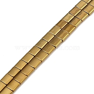 Electroplated Non-magnetic Synthetic Hematite Beads Strands, Square, 2-Hole, Golden Plated, 5x5x2mm, Hole: 0.8mm, about 74pcs/strand, 15.75 inch(40cm)(G-G089-B02-04)