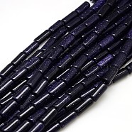Synthetic Blue Goldstone Beads Strands, Column, 16~18x8mm, Hole: 1.5mm, about 24pcs/strand, 15.74 inch(G-L166-04)