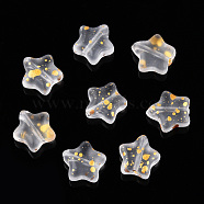 Spray Painted Glass Beads, Frosted, Star, Clear, 8x8.5x4mm, Hole: 1mm(GLAA-R211-04-F03)
