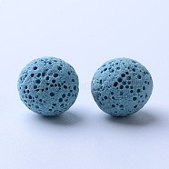 Unwaxed Natural Lava Rock Beads, for Perfume Essential Oil Beads, Aromatherapy Beads, Dyed, Round, No Hole/Undrilled, Light Blue, 12mm(G-F325-12mm-14)