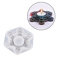 DIY Silicone Candle Holders Molds, Resin Casting Molds, Seven Star Array, Hexagon, 105x117x23mm, Candle Tray: 40mm(SIMO-PW0015-50C)