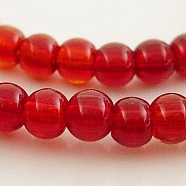 6mm Red Round Glass Spacer Beads Strands, about 6mm in diameter, hole: 1mm, about 50pcs/strand, 13 inch(X-GR6mm47Y)