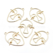 Alloy Pendants, Long-Lasting Plated, Face, Golden, 42x31x2.5mm, Hole: 2x2.5mm(PALLOY-TAC0009-95G)