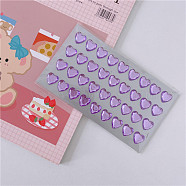 Acrylic Rhinestone Self-Adhesive Stickers, Waterproof Bling Faceted Heart Crystal Decals for Party Decorative Presents, Kid's Art Craft, Lilac, Heart: 12mm, about 36pcs/sheet(WG57164-08)