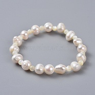 Natural Pearl Stretch Bracelets For Daughter Bracelets, with Shell Beads and Cardboard Jewelry Boxes, 1-3/4 inch(4.5cm)(X-BJEW-JB04366-01)
