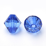 Transparent Acrylic Beads, Bicone, Blue, 14x13.5mm, Hole: 2.5mm, about 470pcs/500g.(TACR-S146-14mm-17)
