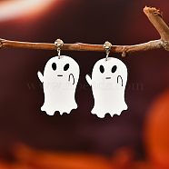 Creative Halloween Resin Stud Earrings, Platinum, Ghost, 55x30mm(RO4694-2)