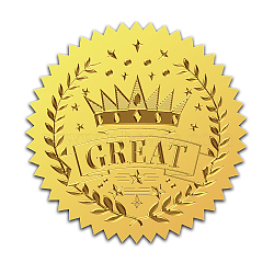 Self Adhesive Gold Foil Embossed Stickers, Medal Decoration Sticker, Crown, 5x5cm, 4pcs/sheet(DIY-WH0211-394)