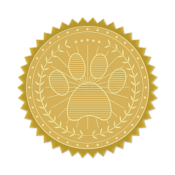Self Adhesive Gold Foil Embossed Stickers, Medal Decoration Sticker, Footprint Pattern, 5x5cm(DIY-WH0211-033)