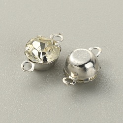 Brass Clear Cubic Zirconia Connector Charms, Diamond Link, Platinum, 11x6x5mm, Hole: 1.2mm(RB-WH0005-002D-P)