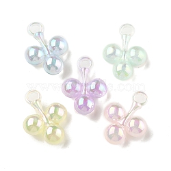 UV Plating Acrylic Pendants, Iridescent, Cherry, Mixed Color, 28.5x21x8mm, Hole: 4mm(OACR-K005-20)