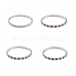 304 Stainless Steel Bracelets, Cubic Zirconia Tennis Bracelets for Women, Platinum, Mixed Color, 1/8 inch(0.4cm), Inner Diameter: 2 inch(5cm)(BJEW-D027-01P)