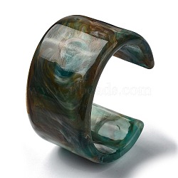 Resin Plain Cuff Bangles, Dark Green, Inner Diameter: 2-1/2 inch(6.2cm)(BJEW-B074-03C)