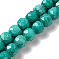 Natural Howlite Beads Strands, Dyed, Faceted Rhombus Cut, Cube, Dark Turquoise, 7x7x7mm, Hole: 1mm, about 52~57pcs/strand, 15.16~15.55''(37.5~39.5cm)(G-G001-B03-03)