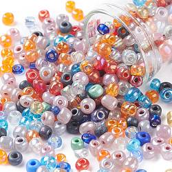Glass Seed Beads, Mixed Style, Round, Mixed Color, 4x3mm, Hole: 1mm, about 11110pcs/1000g(SEED-XCP0001-04C)
