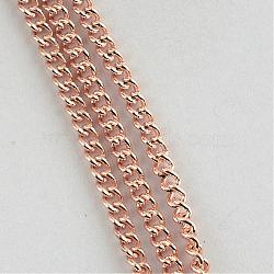 Unwelded Iron Curb Chains, with Spool, Rose Gold, 4x2.7x0.8mm, about 328.08 Feet(100m)/roll(CH-R078-06RG)