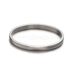 Fashionable Unisex 304 Stainless Steel Bangles, Stainless Steel Color, 48x55mm(BJEW-L552-05P-4mm)