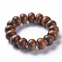 Rondelle Ebony Wood Mala Bead Bracelets, Buddhist Jewelry, Stretch Bracelets, Chocolate, 2-1/8 inch(5.5cm)(BJEW-N010-002)