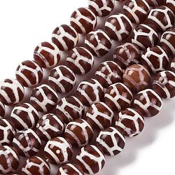 Tibetan Style dZi Beads, Natural Agate Beads, Dyed & Heated, Sienna, Tortoise Pattern, 8.1~8.6mm, Hole: 1.2mm, about 47~50pcs/strand, 15.83''(40.2cm)(G-U006-06G-02)