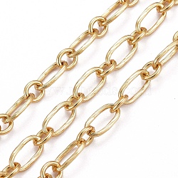 Brass Chains, Oval Link Chains, with Spool, Long-Lasting Plated, Unwelded, Real 18K Gold Plated, Link: 9x4.5x1mm, 5x4x1mm, 5m/Roll(CHC-H102-18G)