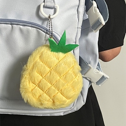 Creative Plush Fruit Coin Purse, Plush Pouches, Wallets for Children, with Ball Chain, Pineapple, 9x9cm(PW-WGE63EE-03)