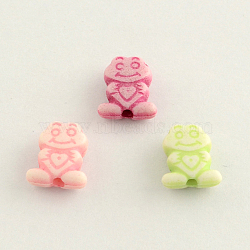 Craft Style Acrylic Beads, Frog, Mixed Color, 10x9x4mm, Hole: 2mm, about 1300pcs/500g(MACR-Q153-M056)