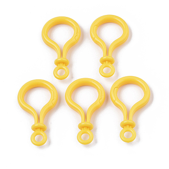 Opaque Solid Color Bulb Shaped Plastic Push Gate Snap Keychain Clasp Findings, Yellow, 57.5x32x12mm, Hole: 6mm