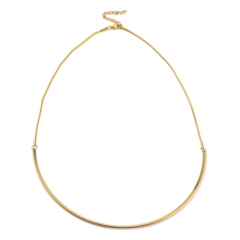Vacuum Plating 202 Stainless Steel Curved Bar Pendant Necklace with Round Snake Chains for Women, Golden, 17.91 inch(45.5cm)