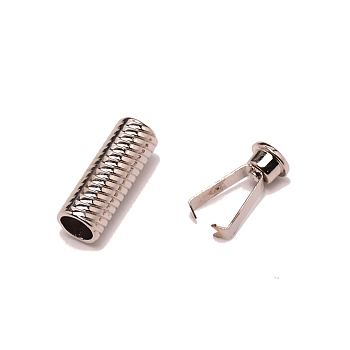 Zinc Alloy Cord Ends, End Caps, Column, Platinum, 20x7.5mm, Inner Diameter: 5mm