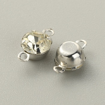 Brass Clear Cubic Zirconia Connector Charms, Diamond Link, Platinum, 11x6x5mm, Hole: 1.2mm