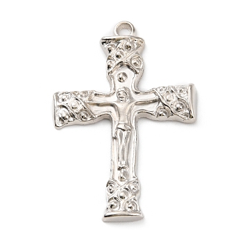 CCB Plastic Big Pendants, Crucifix Cross Charm, Platinum, 65x43x4.5mm, Hole: 3.2mm