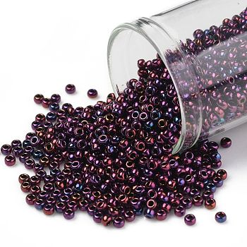 TOHO Round Seed Beads, Japanese Seed Beads, (503) High Metallic Dark Amethyst, 11/0, 2.2mm, Hole: 0.8mm, about 5555pcs/50g