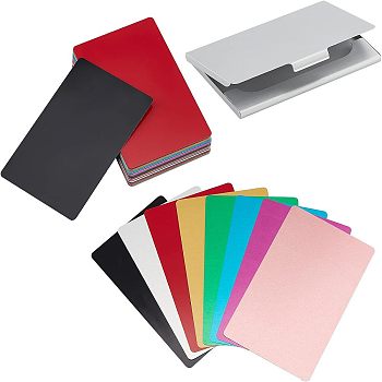 56 Sheets 8 Colors Aluminium Blank Name Cards, for Laser Engraved  Custom Visiting Business Cards, with 1Pc Rectangle Aluminum Business Cards Case, Mixed Color, Card: 86x54x0.2mm, 7 sheets/color