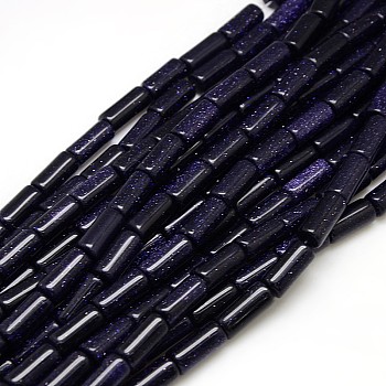 Synthetic Blue Goldstone Beads Strands, Column, 16~18x8mm, Hole: 1.5mm, about 24pcs/strand, 15.74 inch