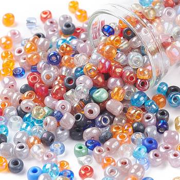 Glass Seed Beads, Mixed Style, Round, Mixed Color, 4x3mm, Hole: 1mm, about 11110pcs/1000g
