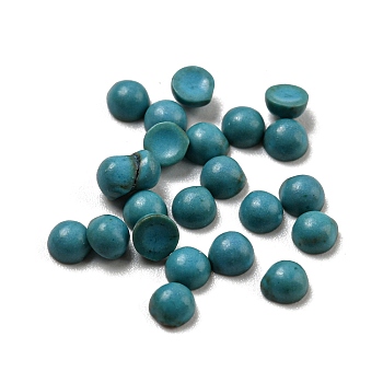 Synthetic Turquoise Dyed Cabochons, Half Round, Dark Turquoise, 3x2mm