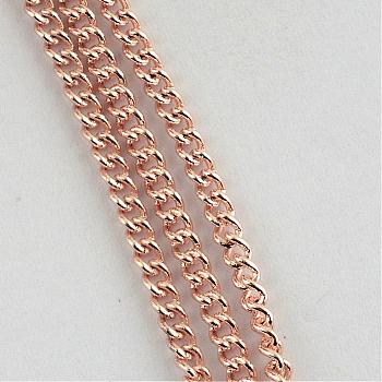 Unwelded Iron Curb Chains, with Spool, Rose Gold, 4x2.7x0.8mm, about 328.08 Feet(100m)/roll