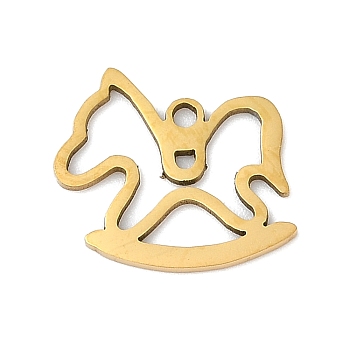 201 Stainless Steel Charms, Rocking Horse Charms, Real 18K Gold Plated, 14.5x14.5x1mm, Hole: 1.4mm