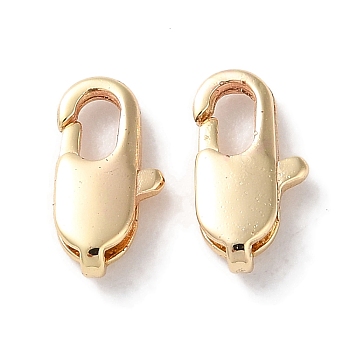 Rack Plating Brass Lobster Claw Clasps, Long-Lasting Plated, Lead Free & Cadmium Free, Light Gold, 10x5x2.8mm, Hole: 1.8x1mm